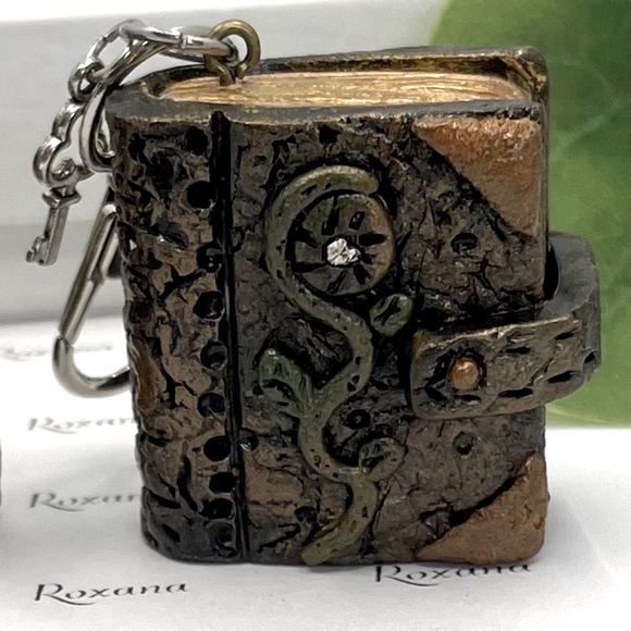 Unique Book Pendant-miniature Polymer Clay keychain book-One of a kind mini book - Picture 3 of 3